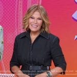 Tory’s black denim dress with white stitching on Good Morning America