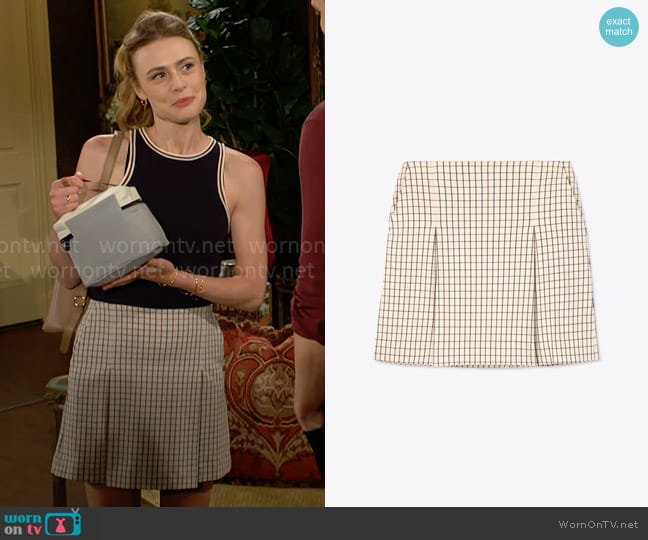 Tory Burch Pleated Front Twill Golf Skirt worn by Claire Grace (Hayley Erin) on The Young and the Restless