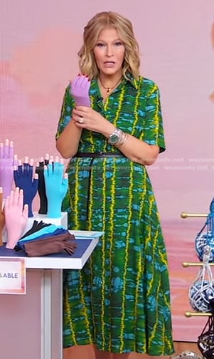 Tory Johnson's green tie dye shirtdress on Good Morning America
