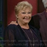 Traci’s sheer navy jacket on The Young and the Restless