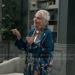 Tracy’s teal floral kimono jacket on General Hospital