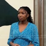 Trina’s blue floral smocked waist top on General Hospital