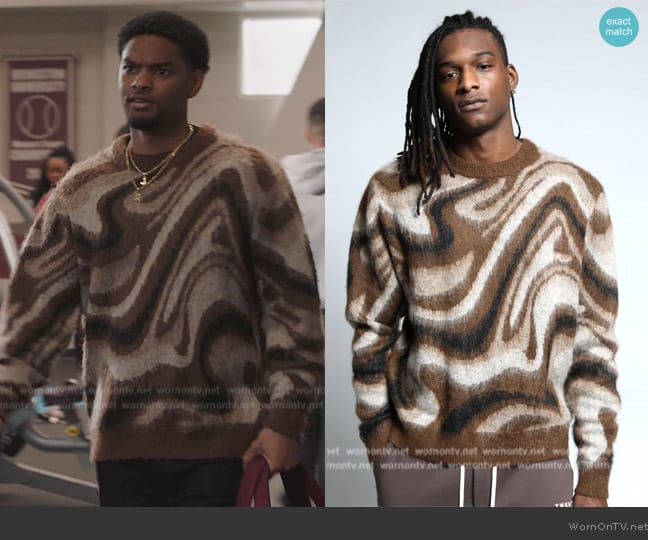 Twenty Montreal Spectrum Swirl Mohair Sweater Pullover worn by JR (Sylvester Powell) on All American Homecoming