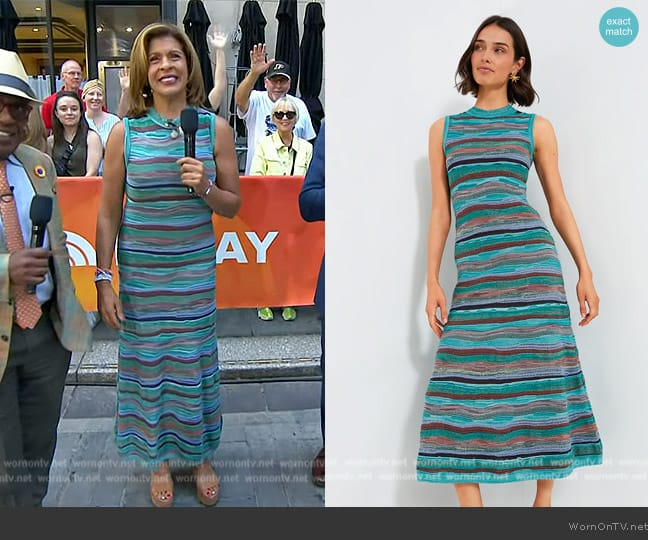 Ulla Johnson Fauna striped cotton-blend jacquard midi dress worn by Hoda Kotb on Today