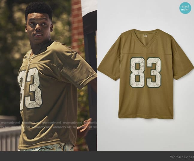 Urban Outfitters Standard Cloth Football Jersey Tee worn by Will Smith (Jabari Banks) on Bel-Air