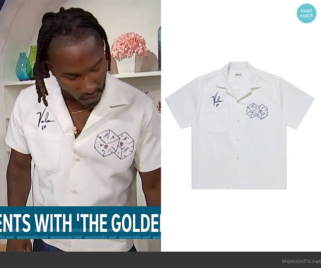 Valas Life Bowler Shirt worn by Scott Evans on Access Hollywood