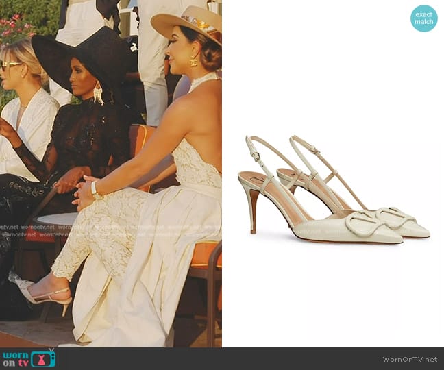 Valentino Garavani VLogo Signature Patent Leather Slingback Pumps worn by Taleen Marie (Taleen Marie) on The Real Housewives of Dubai