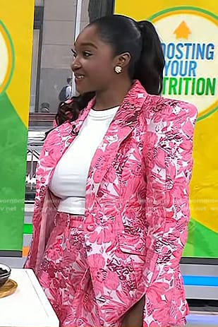 Valerie Agyeman's pink floral blazer and shorts on Today