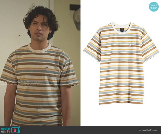 Vans Growth Garden Stripe Cotton T-Shirt worn by Miguel Diaz (Xolo Mariduena) on Cobra Kai