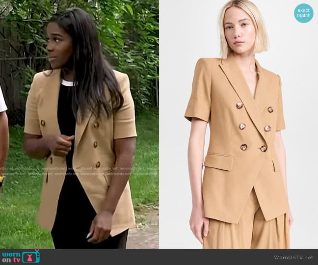 Veronica Beard Atwood Dickey Jacket in Desert Khaki worn by Adrienne Broaddus on NBC News Daily