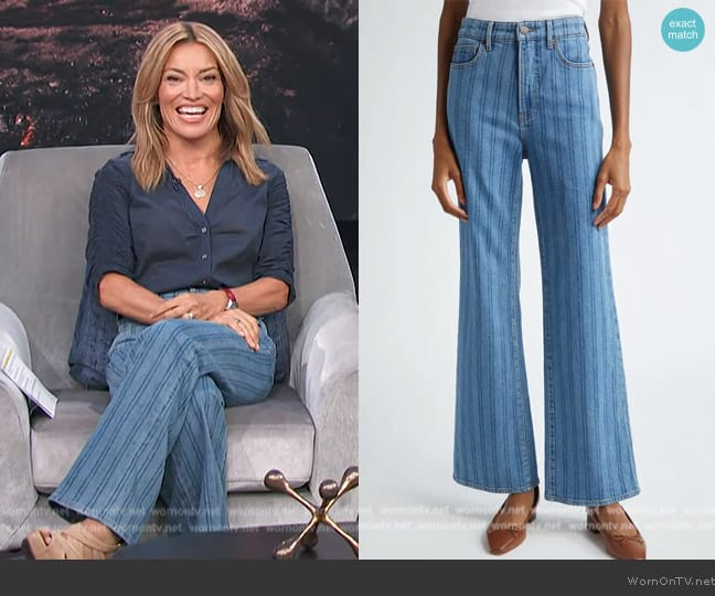 Veronica Beard Crosbie High Waist Wide Leg Jeans worn by Kit Hoover on Access Hollywood