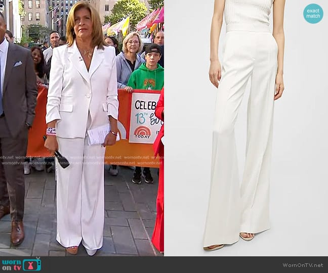 Veronica Beard Edia Wide-Leg Pants in Ivory worn by Hoda Kotb on Today