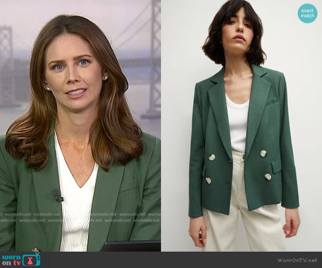 Veronica Beard Kona Dickey Jacket in Forest worn by Kate Rooney on NBC News Daily