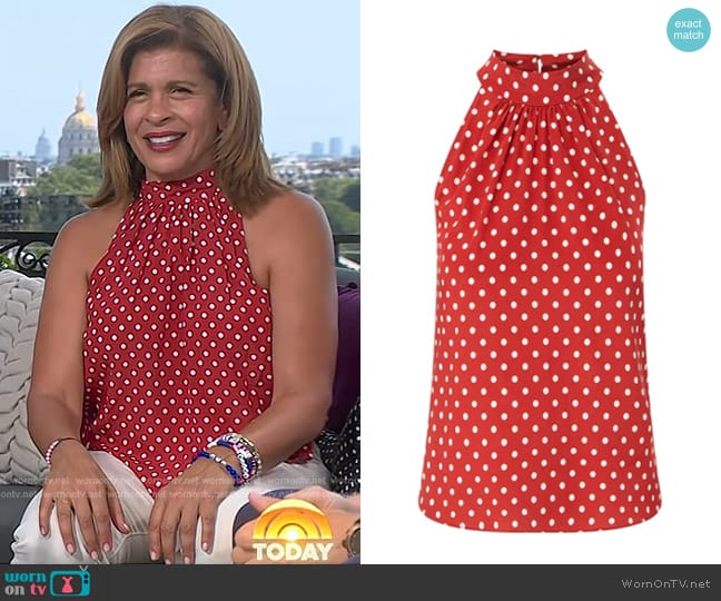 Veronica Beard Kovi Top in Brick Red/Ecru worn by Hoda Kotb on Today