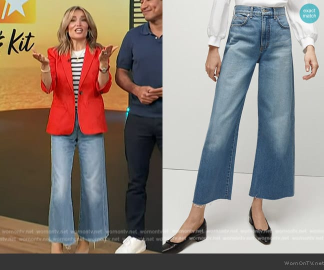 Veronica Beard Taylor Cropped Wide-Leg Jean worn by Kit Hoover on Access Hollywood