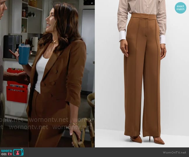 Veronica Beard Edia Pants in Deep Ochre worn by Steffy Forrester (Jacqueline MacInnes Wood) on The Bold and the Beautiful