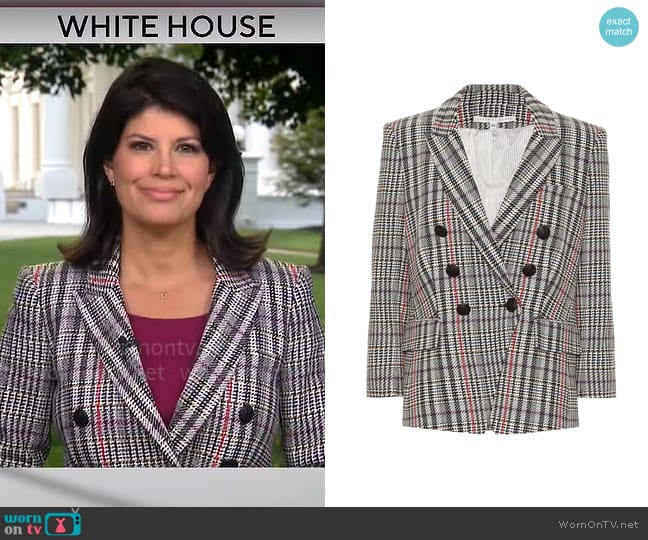 Veronica Beard Empire Houndstooth Jacket worn by Natalie Brand on CBS Mornings