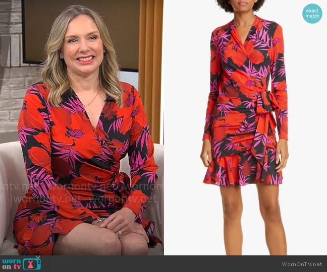 Veronica Beard Lorina Floral Minidress worn by Catherine Fisher on CBS Mornings