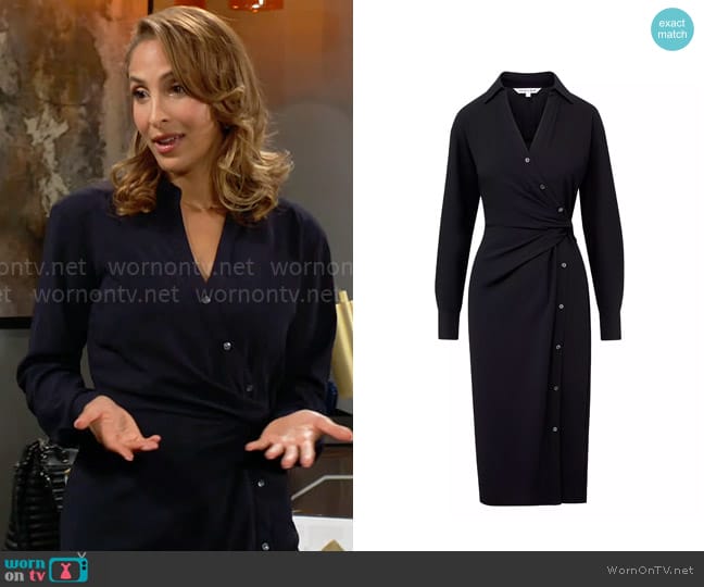 Veronica Beard Wright Dress in Navy worn by Lily Winters (Christel Khalil) on The Young and the Restless