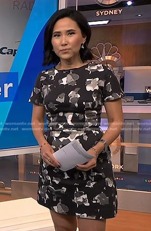 Vicky's black printed mini dress on NBC News Daily