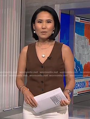 Vicky’s brown vest on NBC News Daily