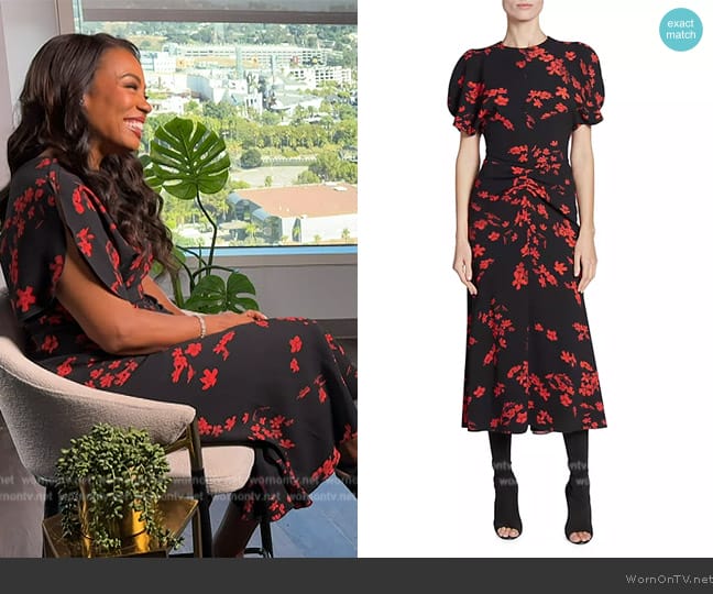 Victoria Beckham Floral Gathered Waist Midi-Dress worn by Karen Pittman on E! News