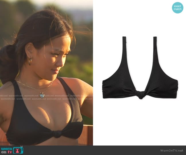 Victoria's Secret Knotted Bralette Bikini Top in Black worn by Jenn Tran on The Bachelorette