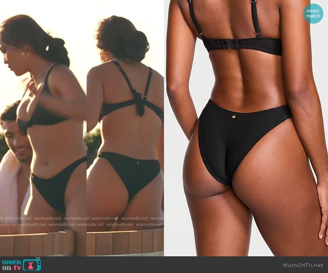 Victoria's Secret Mix & Match Brazilian Bikini Bottom in Black worn by Jenn Tran on The Bachelorette