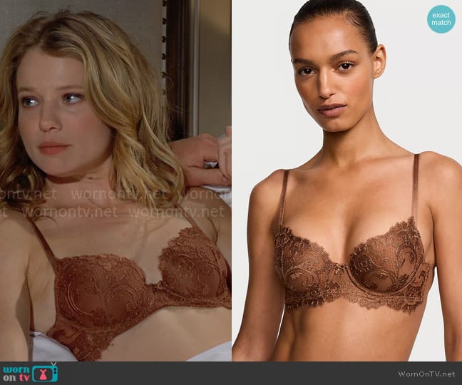 Victorias Secret Lightly Lined Lace Demi Bra worn by Summer Newman (Allison Lanier) on The Young and the Restless