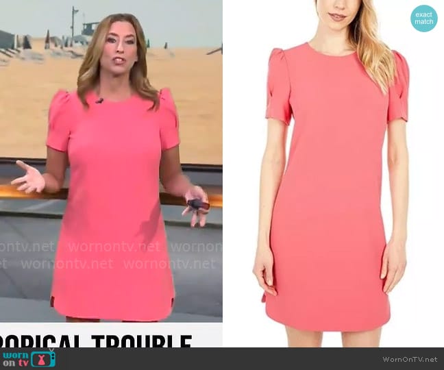 Vince Camuto Crepe Shift Dress worn by Stephanie Abrams on CBS Mornings