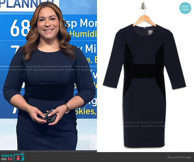 Vince Camuto Velvet Panel Scuba Crepe Sheath Dress worn by Violeta Yas on Today