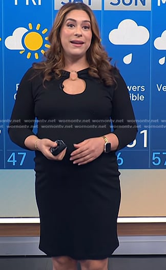 Violeta Yas's black o-ring cutout dress on NBC News Daily