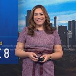 Violeta’s red leather tie waist tweed dress on NBC News Daily