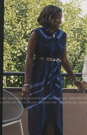 Viv’s blue printed dress on Bel-Air