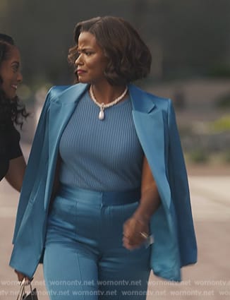 Viv's blue satin blazer and pants on Bel-Air