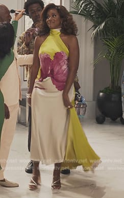 Viv's floral satin maxi dress on Bel-Air