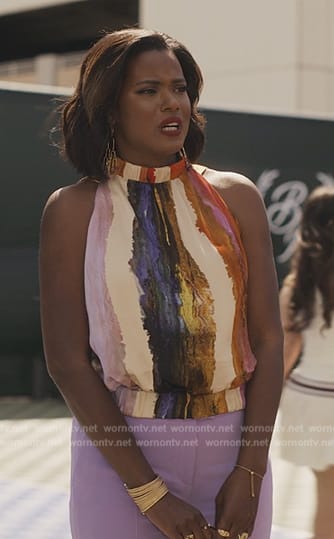 Viv's printed halter top on Bel-Air