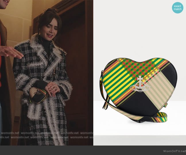 Vivienne Westwood Louise Heart Crossbody Bag worn by Emily Cooper (Lily Collins) on Emily in Paris