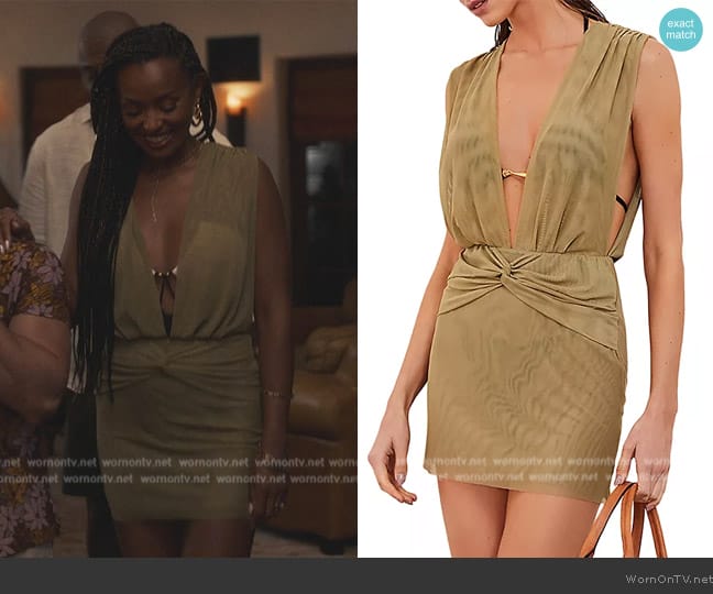 ViX by Paula Hermanny Cindy Twisted Short Cover-Up worn by Tianna (Melanie Liburd) on Bel-Air