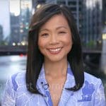 Weijia Jiang’s blue floral blazer on CBS Mornings