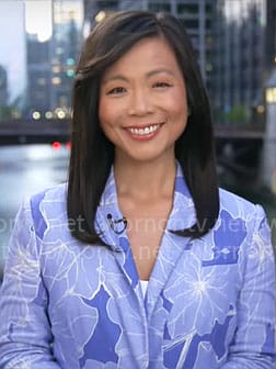 Weijia Jiang's blue floral blazer on CBS Mornings