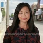 Weijia Jiang’s brown floral blouse on CBS Evening News