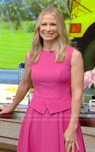 Wendy Bazilian's pink sleeveless dress on Live with Kelly and Mark