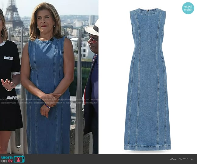 Whistles Sleeveless Denim Midi Dress worn by Hoda Kotb on Today