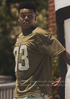 Will's olive green 83 jersey and shorts on Bel-Air