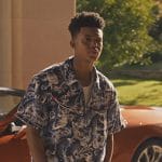 Will’s blue floral print shirt and denim shorts on Bel-Air