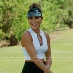 Taleen’s white cropped zip top and visor on The Real Housewives of Dubai