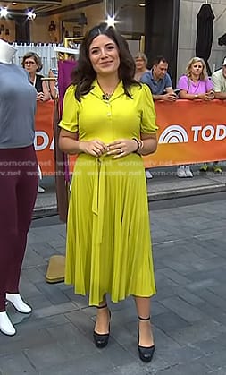 Adrianna's yellow plated midi dress on Today