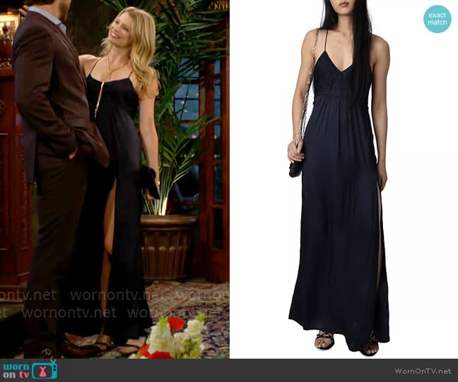 Zadig & Voltaire Rayonne Dress in Encre worn by Summer Newman (Allison Lanier) on The Young and the Restless