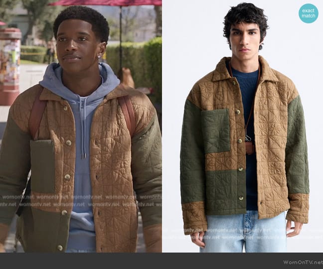 Zara Colorblock Patchwork Jacket worn by Lando (Martin Bobb-Semple) on All American Homecoming